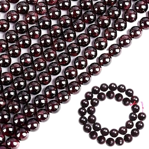 Ssguopte 60pcs Granatperlen, 6 mm Glatte Runde Edelsteinperlen, DIY -Kristall -Energiestein für Schmuckzubehör von Ssguopte