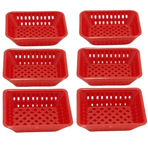 Ssguopte 6pcs Mini Körbe Set, 1/12 Plastikpuppenhaus Miniaturkörbe, rot von Ssguopte