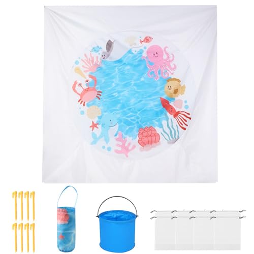 Ssguopte Baby Beach Pool, 6.6x6.6ft wasserdicht und Faltbarer Kinderbad mit Eimer- und Kordelbeutel, Cartoon Beach Decke für Kinderkinder Jungen Mädchen Ssguopte Baby Beach Pool, 6.6x6.6ft wasserdicht und Faltbarer Kinderbad mit Eimer- und Kordelbeutel, Cartoon Beach Decke für Kinderkinder Jungen Mädchen von Ssguopte