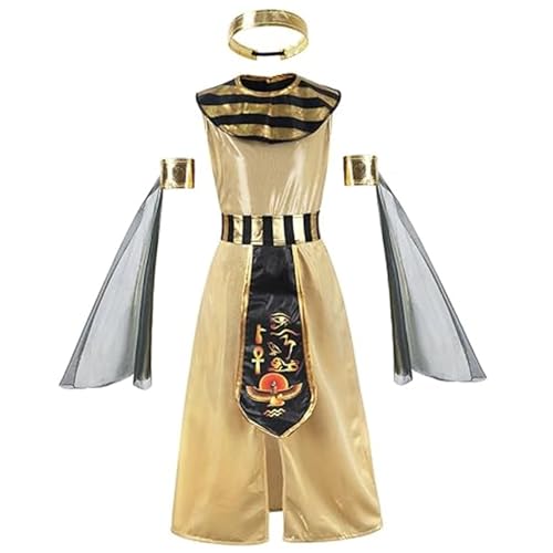 Ssguopte Cleopatra -Kostüm, ausgefallene ägyptische Kostümkinder mit Accessoires für Cosplay -Party, Halloween, Weihnachten, Festivalfeiern, extra groß von Ssguopte