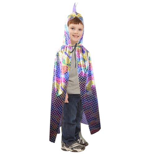 Ssguopte Dragon Cape 59-Zoll-Kapuze Dragon Kostüm Kinder mit Fin & Neck Krawatte Dekorative Dinosaurierkostüm für Bühnenperformance, Anziehen, Halloween, Lila von Ssguopte