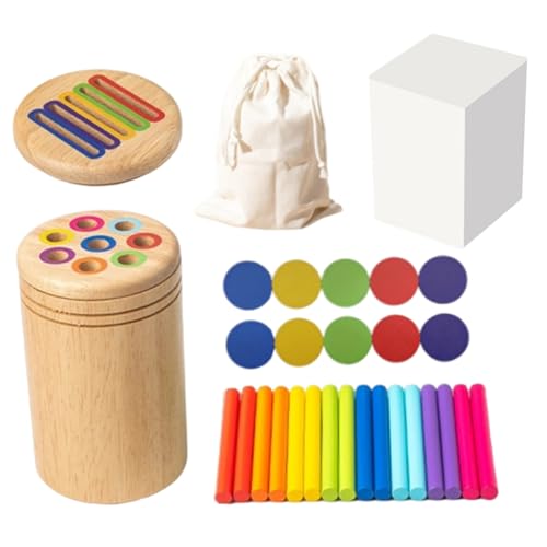 Ssguopte Farbsortiers sensorisches Spielzeug, 2 in 1 Formsortierung mit Aufbewahrungsbeutel, Hand-Auge-Koordination Holzmontessori Spielzeug für Kinder 3 Jahreend von Ssguopte