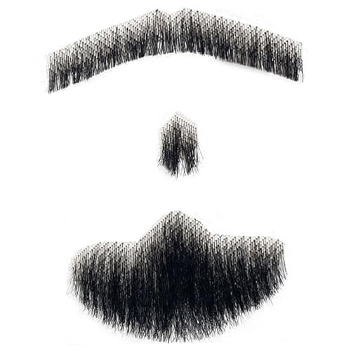 Ssguopte Gefälschter Bart menschliches Haar Realistischer Bart falscher Schnurrbart unsichtbarer gefälschter Gesichtshaarkostüm Spitze für Männer, die Halloween Cosplay Kostümparty, Style 1 von Ssguopte
