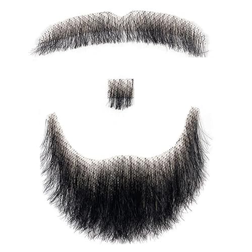 Ssguopte Gefälschter Bart menschliches Haar Realistischer Bart gefälschter Schnurrbart unsichtbarer Gesichtshaarkostüm Spitze für Männer, die Halloween Cosplay Kostümparty, Style 2 von Ssguopte