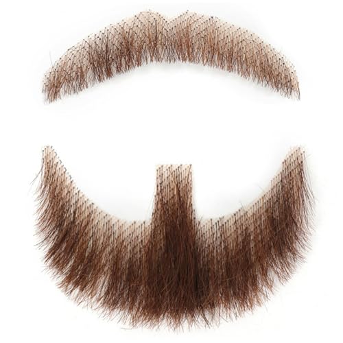 Ssguopte Gefälschtes menschliches Haar, realistischer unsichtbarer Schnurrbart, Spitzenbart für Männer (braun) Halloween -Cosplay und Kostümparty von Ssguopte