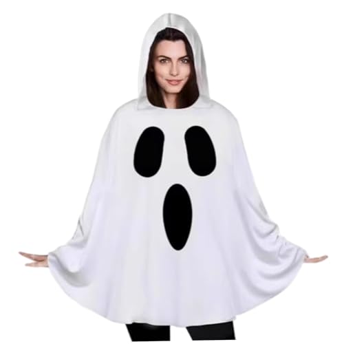 Ssguopte Geist Kostüm für Erwachsene: Weißes Geisterkostüm mit Kapuze, Halloween-Kostüm, Poncho, Cosplay-Outfits Ssguopte Geist Kostüm für Erwachsene: Weißes Geisterkostüm mit Kapuze, Halloween-Kostüm, Poncho, Cosplay-Outfits von Ssguopte