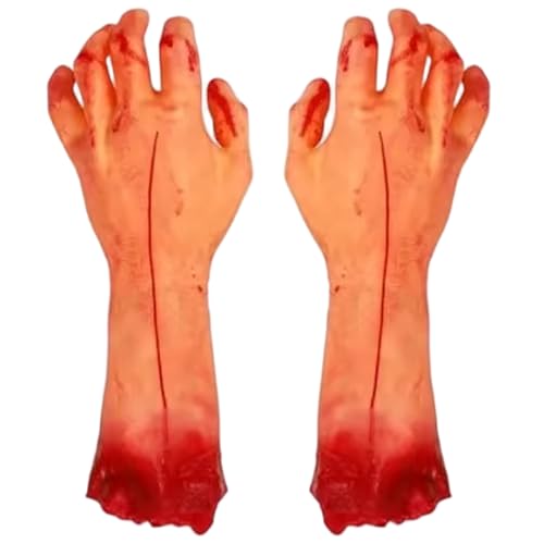 Ssguopte Halloween Requisiten 1 Paar realistische blutige abgetrennte gefälschte Hände Vinyl gefälschte Körperteile für Spukhausdekoration Ssguopte Halloween Requisiten 1 Paar realistische blutige abgetrennte gefälschte Hände Vinyl gefälschte Körperteile für Spukhausdekoration von Ssguopte