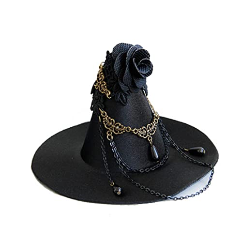 Ssguopte Hexenhut, Gothic-Cosplay, Mini-Zylinder mit seitlichem Clip (schwarz) von Ssguopte