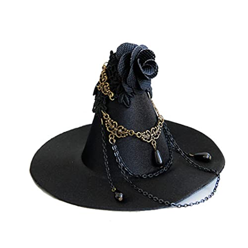 Ssguopte Hexenhut Gothic Cosplay Hexe Mini Top Hat Parade Schwarz Stirnband Seitenclip -Kopfbedeckung Kopfbedeckung (schwarz) Halloween Dekor von Ssguopte