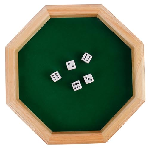 Ssguopte Hölzerne Würfel lustige achteckig geformte schwere natürliche Holzwürfel Rolling Tablett mit wasserdichtem Boden für Tischspiele von Ssguopte