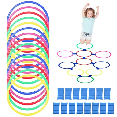Ssguopte Hopscotch Rings, 15PCS 15 Inch Multi-Colored Hopscotch Outdoor with 15PCS Buckle, DIY Obstacle Course for Kids 2+, Non Slip Kids Outdoor Play Equipment Ssguopte Hopscotch Rings, 15PCS 15 Inch Multi-Colored Hopscotch Outdoor with 15PCS Buckle, DIY Obstacle Course for Kids 2+, Non Slip Kids Outdoor Play Equipment von Ssguopte
