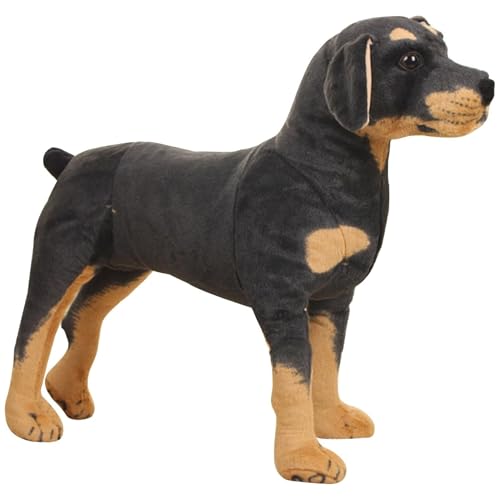 Ssguopte Hund Plüsch, 20 Zoll selbststehendes realistisches schwarzes Hund Spielzeug mit integriertem Rahmen, Baumwollgefüllte Tier für Zuhause von Ssguopte
