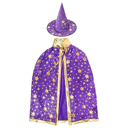 Ssguopte Kinder-Zauberer Kostüm Set Star Print Cloak Hut für Halloween-Rollenspiel, passt zur Höhe von 35, 5-55 Zoll Ssguopte Kinder-Zauberer Kostüm Set Star Print Cloak Hut für Halloween-Rollenspiel, passt zur Höhe von 35, 5-55 Zoll von Ssguopte