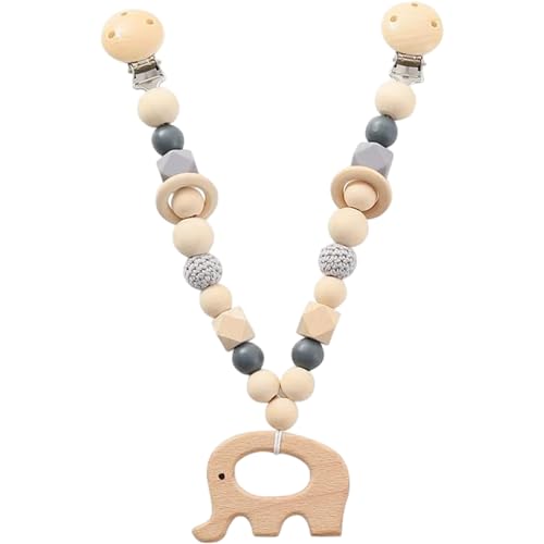 Ssguopte Kinderwagenspielzeug, Holz-Elefantenkette, Krippenspielzeug mit Clips, frühe pädagogische sensorische Aktivität Kinderwagenkette für Neugeborene 0-6 Monate von Ssguopte