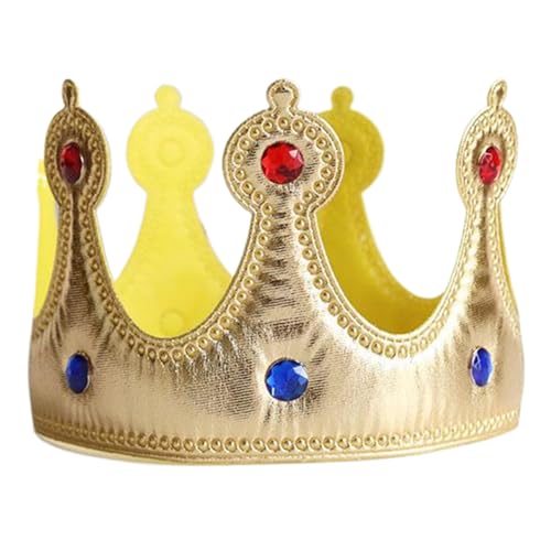 Ssguopte King Crown, Party Gold Crown, Stoff zarte Königin Geburtstagshut mit farbigem Stein für Kinder Geburtstagsfeier, Jubiläumsparty, Foto -Requisiten von Ssguopte