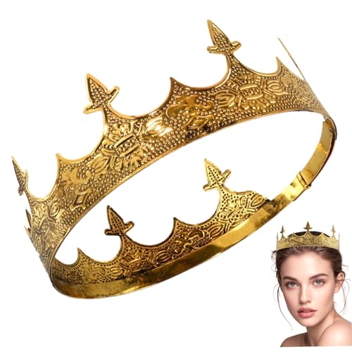 Ssguopte King Crown, Vintage Gold Metal Crown, einstellbare Tiara für Frauen und Männer Geburtstagsfeier Cosplay Kostümzubehör Ssguopte King Crown, Vintage Gold Metal Crown, einstellbare Tiara für Frauen und Männer Geburtstagsfeier Cosplay Kostümzubehör von Ssguopte