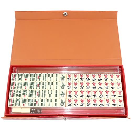 Ssguopte Mini Mahjong Set tragbarer chinesischer Mahjong -Fliesen mit 144 Fliesen, 2 Ersatzfliesen, 2 Würfel und 4 klarer Inhaber für Reisen von Ssguopte