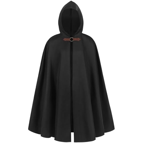 Ssguopte Mittelalterlicher Umhang, Vintage Black Cloak mit Kapuze, Renaissance -Kapuze -Robe mit Metallschleifenverschluss für Halloween -Rollenspiele Ssguopte Mittelalterlicher Umhang, Vintage Black Cloak mit Kapuze, Renaissance -Kapuze -Robe mit Metallschleifenverschluss für Halloween -Rollenspiele von Ssguopte