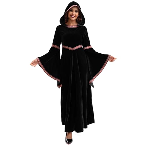 Ssguopte Mittelalterliches Kleid für Frauen, Langarm Vampir -Kleid, Stickerei mit Kapuze Renaissance Kostüm Frauen für Halloween -Party -Cosplay, L. Ssguopte Mittelalterliches Kleid für Frauen, Langarm Vampir -Kleid, Stickerei mit Kapuze Renaissance Kostüm Frauen für Halloween -Party -Cosplay, L. von Ssguopte