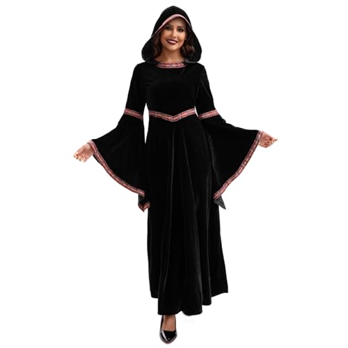 Ssguopte Mittelalterliches Kleid für Frauen, Langarm Vampir -Kleid, Stickerei mit Kapuze Renaissance Kostüm Frauen für Halloween -Party -Cosplay, m Ssguopte Mittelalterliches Kleid für Frauen, Langarm Vampir -Kleid, Stickerei mit Kapuze Renaissance Kostüm Frauen für Halloween -Party -Cosplay, m von Ssguopte
