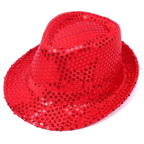 Ssguopte Paillettenhut, Western Retro Glitter Red Disco Hat, Unisex Kostümkappe für Performance Party Dance Props Supplies Ssguopte Paillettenhut, Western Retro Glitter Red Disco Hat, Unisex Kostümkappe für Performance Party Dance Props Supplies von Ssguopte