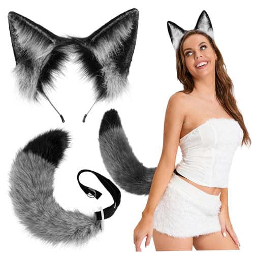 Ssguopte Pelzig Kostüm, Fox -Kostüm -Set enthält elastische Fuchs -Ohren -Stirnband und biegsame Therian -Schwanz für die Halloween -Anime -Cosplay -Party Ssguopte Pelzig Kostüm, Fox -Kostüm -Set enthält elastische Fuchs -Ohren -Stirnband und biegsame Therian -Schwanz für die Halloween -Anime -Cosplay -Party von Ssguopte