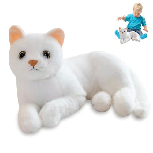 Ssguopte Realistisches Katzenplüschkissen 30 cm weich gefülltes Tierspielzeug lebensechte dekoratives Geschenk für Kinder Weiß Ssguopte Realistisches Katzenplüschkissen 30 cm weich gefülltes Tierspielzeug lebensechte dekoratives Geschenk für Kinder Weiß von Ssguopte