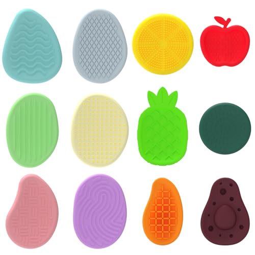 Ssguopte Sensorische Steine ​​12PCs Strukturierte Obst & Rock -Form Silicon Sorge Stone für beruhigend, unterhaltsam und Stressabbau, Flexible und ruhige tragbare Zappelspielzeug für Kinder von Ssguopte