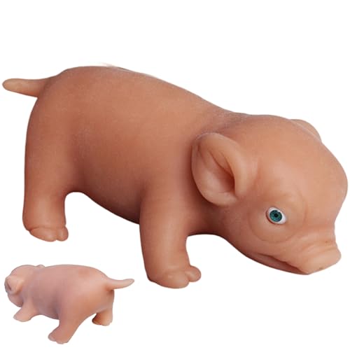 Ssguopte Silikonschwein, realistisches Neugeborenen-Spielzeug, niedliches Mini-Silikontier, weich, lebensecht, pädagogisch wertvolles Spielzeugschwein für Kinder, 13, 5 x 5, 1 cm von Ssguopte