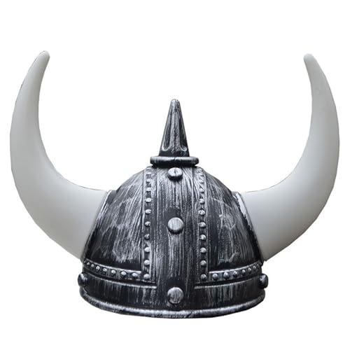 Ssguopte Viking Hut Klassiker mittelalterlicher Helm lebensechter Wikingerhelm mit Hörnern für Adult Party Hüte für Halloween, Kostümparty, Argent von Ssguopte