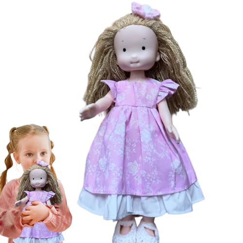 Stoffpuppe gut gekleidete 11-Zoll-Vinyl-Stoffpuppen für Mädchen mit langem Haarrealistik und kuscheligen Sammlerspielzeug, Baby Girl Geschenke von Ssguopte