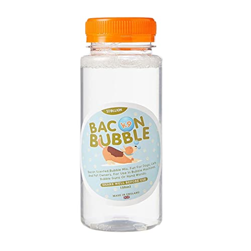 St@llion K9 Bacon Bubbles Bottle Refill Tub Fun for Dogs Cats | Bubble Liquid Refill Solution | Pet Interactive Toy Non-Toxic Vegan Friendly Bubbles | Interactive Dogs Toys (150ml) von St@llion