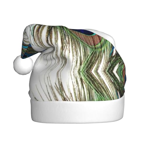 StOlmx Weihnachtsmütze für Erwachsene, flauschige Weihnachtsmütze mit, warme große Weihnachtsmütze für Männer und Frauen, Pfauenfeder von StOlmx