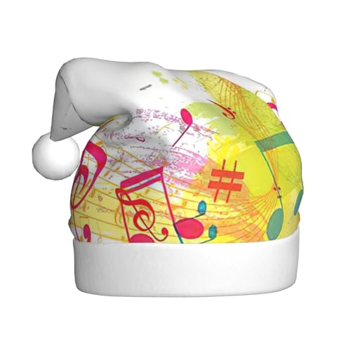StOlmx Weihnachtsmütze für Erwachsene, flauschige Weihnachtsmütze mit, warme große Weihnachtsmütze für Männer und Frauen, abstraktes Musik-Thema von StOlmx