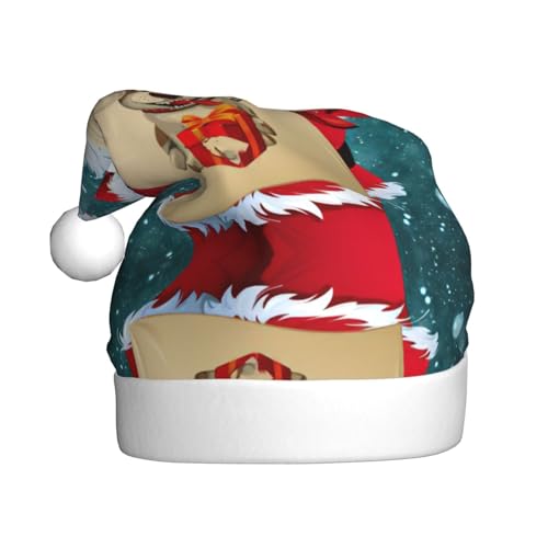 StOlmx Weihnachtsmütze für Erwachsene, flauschige Weihnachtsmütze mit, warme große Weihnachtsmütze für Männer und Frauen Merry Christmas6 von StOlmx
