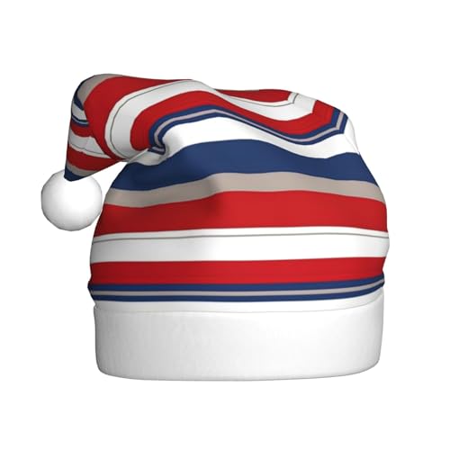 Weihnachtsmütze für Erwachsene, flauschige Weihnachtsmütze mit, warme große Weihnachtsmütze für Männer und Frauen, rot, blau, weiß, grau gestreift von StOlmx