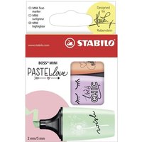 STABILO BOSS® Textmarker MINI Pastellove, 3er Etui (minze, lila, pfirsich) von Stabilo