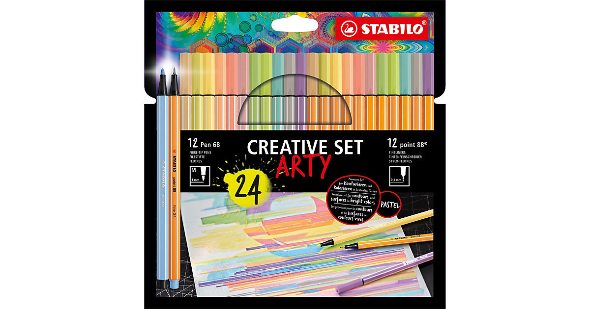 ARTY Creative Set Pen 68 & point 88 PASTEL, 24-tlg. ARTY Creative Set Pen 68 & point 88 PASTEL, 24-tlg. von Stabilo