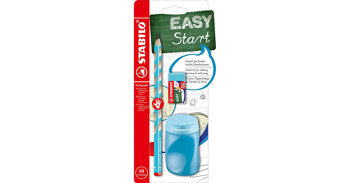 Dreikant-Bleistift EASYgraph Start Set Rechtshänder blau, 3-tlg. von Stabilo