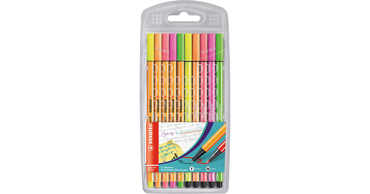 Fineliner & Fasermaler Neon-Edition, 5 point 88 & 5 Pen 68 bunt Fineliner & Fasermaler Neon-Edition, 5 point 88 & 5 Pen 68 bunt von Stabilo