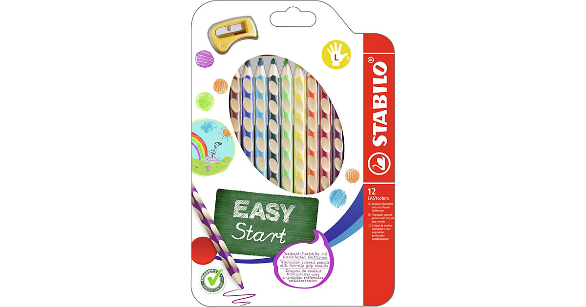 Buntstifte EASYcolors Linkshänder, 12 Farben, inkl. Spitzer mehrfarbig Buntstifte EASYcolors Linkshänder, 12 Farben, inkl. Spitzer mehrfarbig von Stabilo