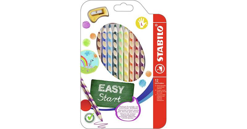 Buntstifte EASYcolors Linkshänder, 12 Farben, inkl. Spitzer mehrfarbig von Stabilo