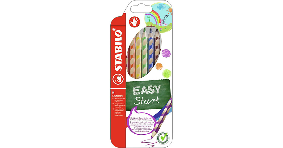 Buntstifte EASYcolors Rechtshänder, 6 Farben mehrfarbig von Stabilo