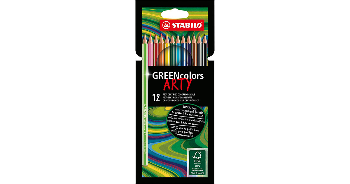 Buntstifte GREENcolors ARTY, 12 Farben bunt von Stabilo