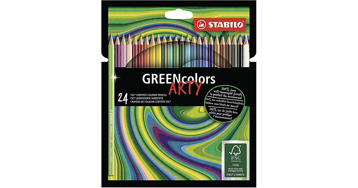 Buntstifte GREENcolors ARTY, 24 Farben bunt von Stabilo
