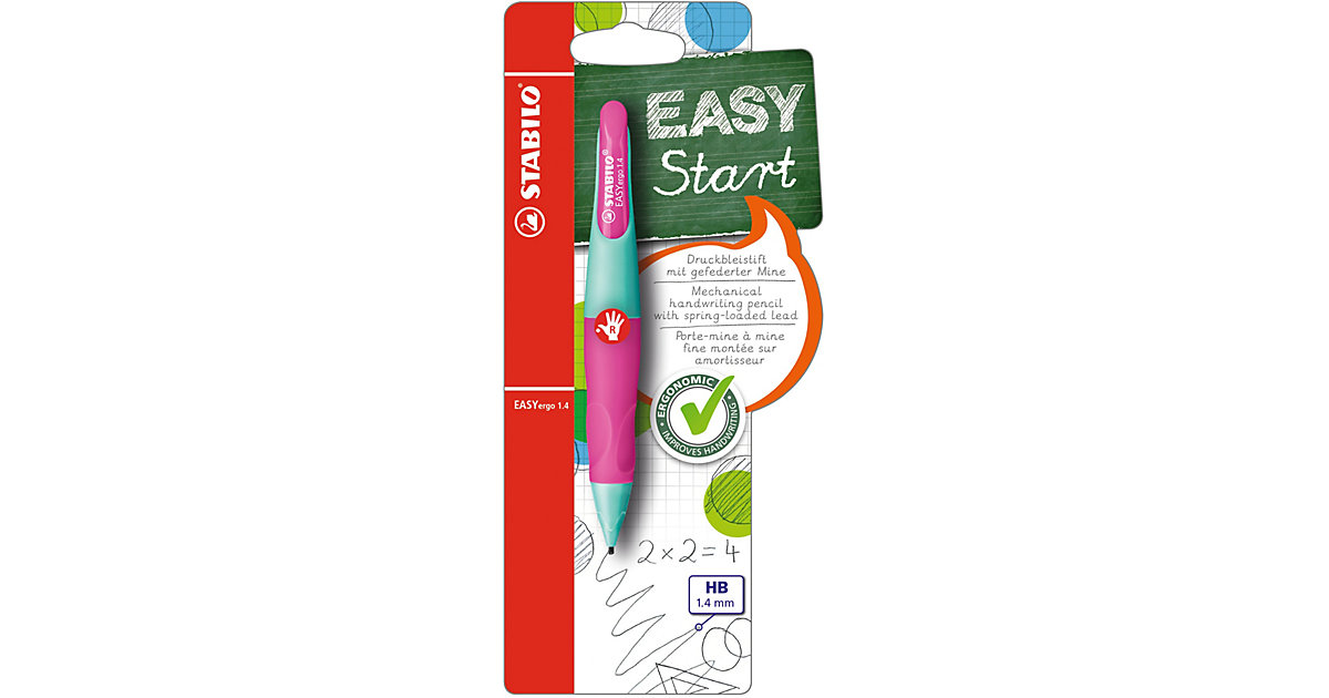 Druckbleistift EASYergo 1.4 mm HB Rechtshänder, türkis/neonpink türkis-kombi Druckbleistift EASYergo 1.4 mm HB Rechtshänder, türkis/neonpink türkis-kombi von Stabilo