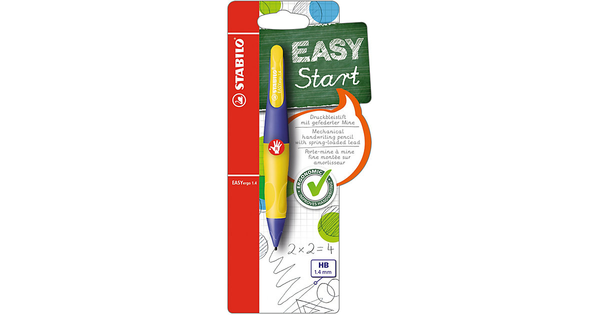 Druckbleistift EASYergo 1.4 mm HB Rechtshänder, violett/neongelb Druckbleistift EASYergo 1.4 mm HB Rechtshänder, violett/neongelb von Stabilo