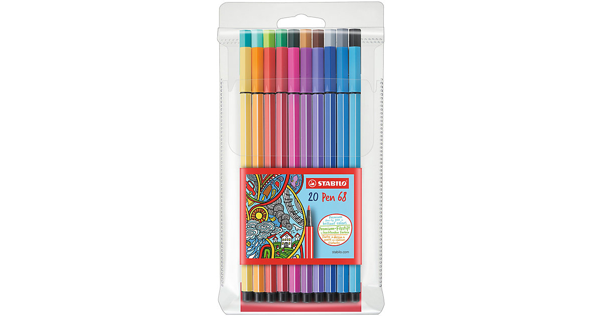 Premium-Filzstifte Pen 68, 20 Farben mehrfarbig von Stabilo