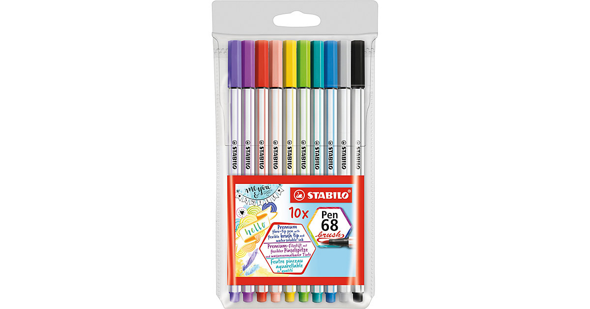 Premium-Filzstifte Pen 68 brush, 10 Farben mehrfarbig Modell 2 Premium-Filzstifte Pen 68 brush, 10 Farben mehrfarbig Modell 2 von Stabilo