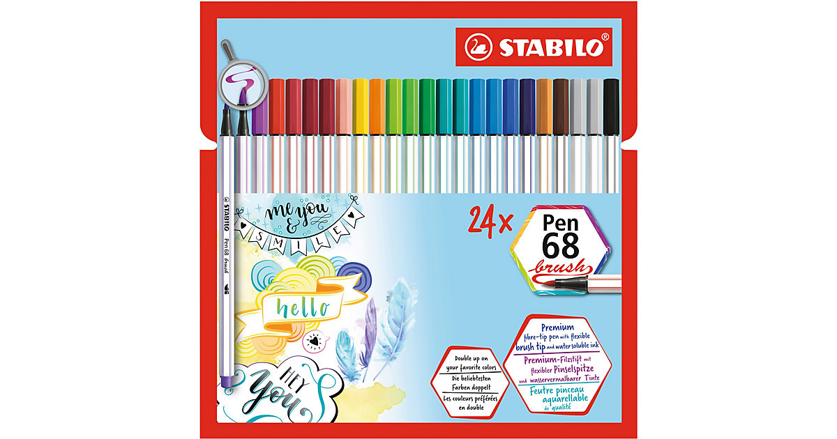Premium-Filzstifte Pen 68 brush, , 24 Stifte - 19 Farben mehrfarbig Modell 5 Premium-Filzstifte Pen 68 brush, , 24 Stifte - 19 Farben mehrfarbig Modell 5 von Stabilo